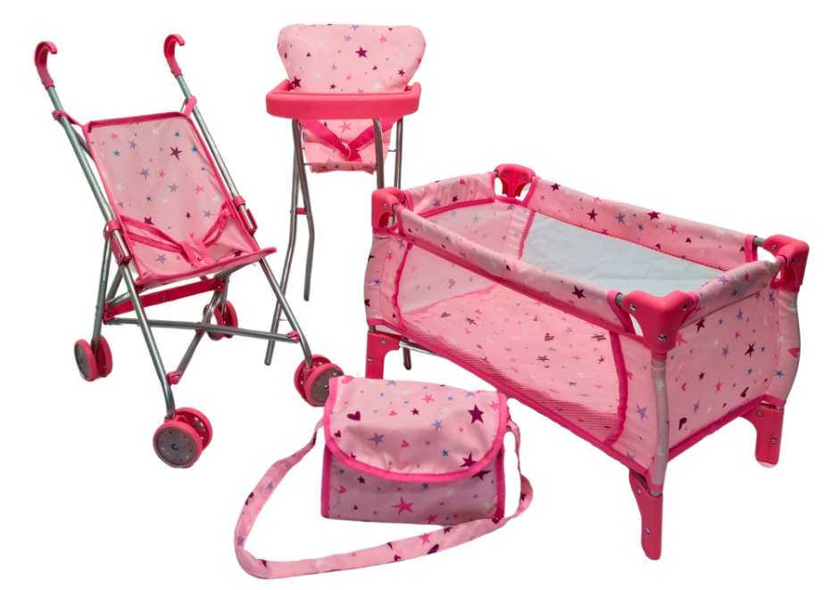 Playworld Doll 4pc Starter Set Pink with Stars Design