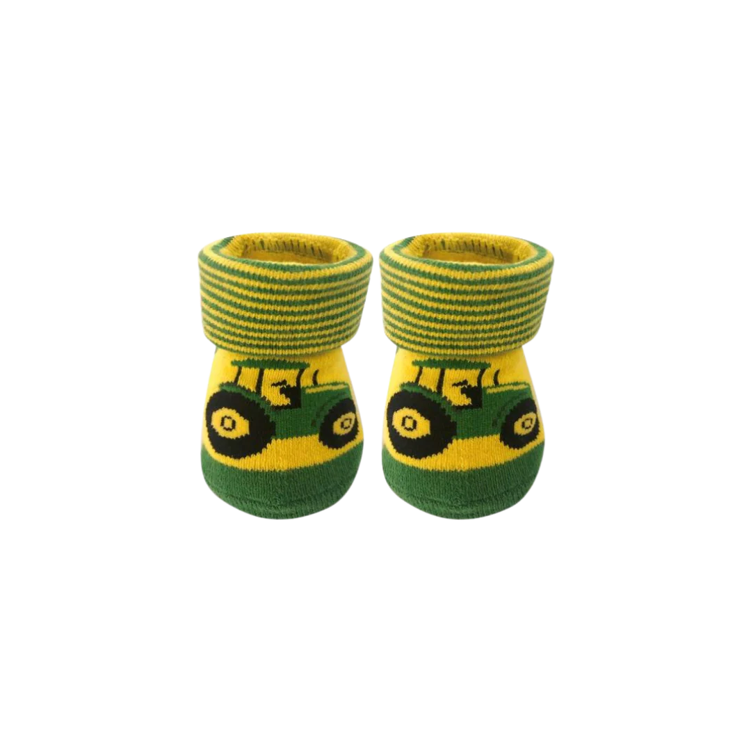 John Deere Infant Tractor Cuff Booties 0-6months