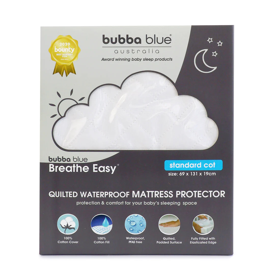 Bubba Blue Standard Cot Quilted Mattress Protector