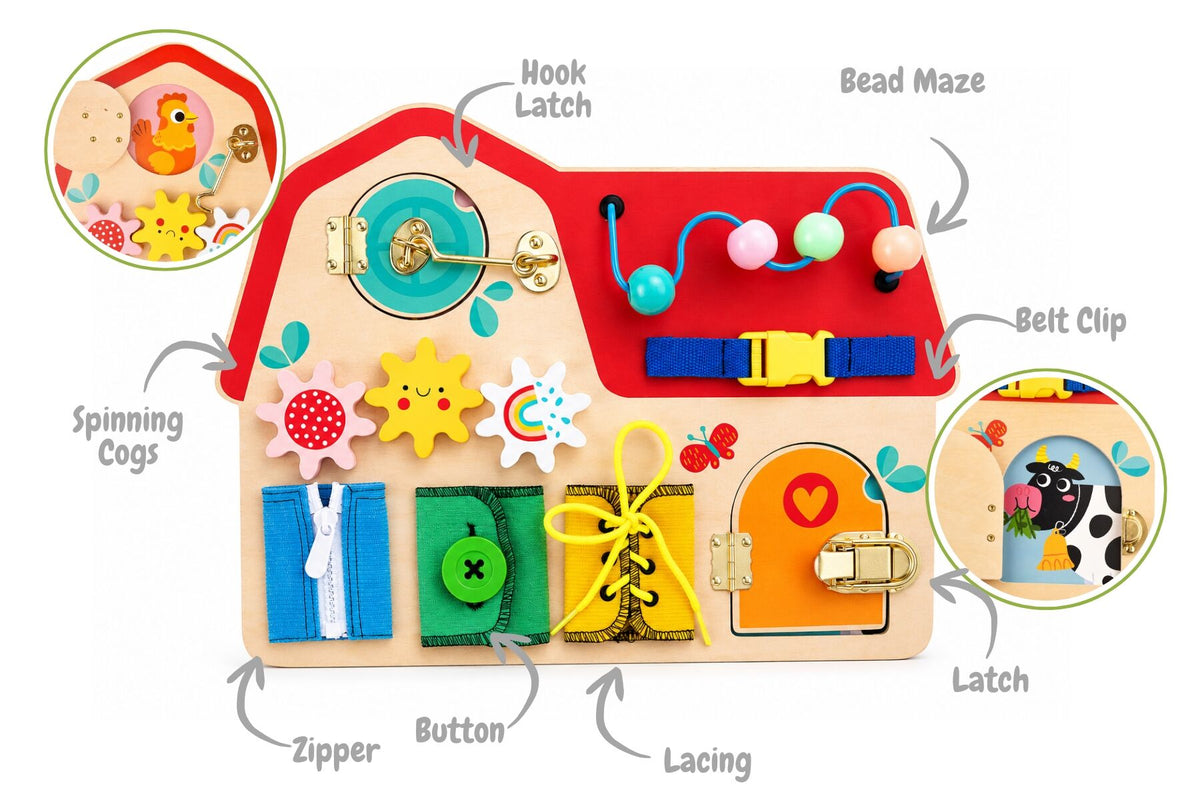 Tooky Toys Wooden Busy Board