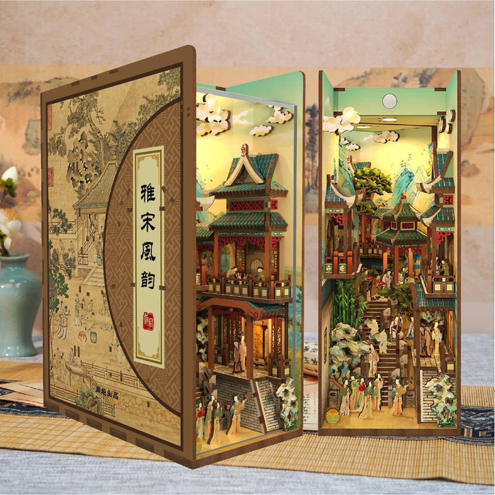 Tonecheer Song Dynasty 3D Puzzle Book Nook Kit req 3 x AA batteries