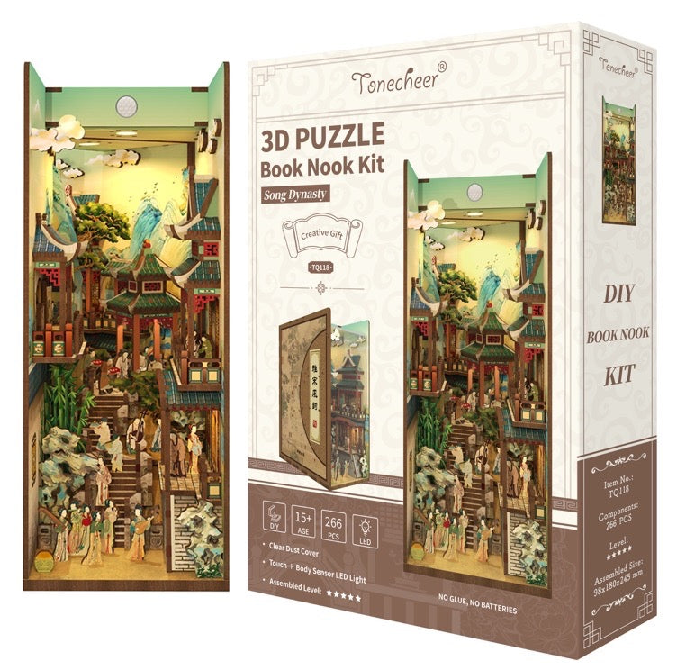 Tonecheer Song Dynasty 3D Puzzle Book Nook Kit req 3 x AA batteries