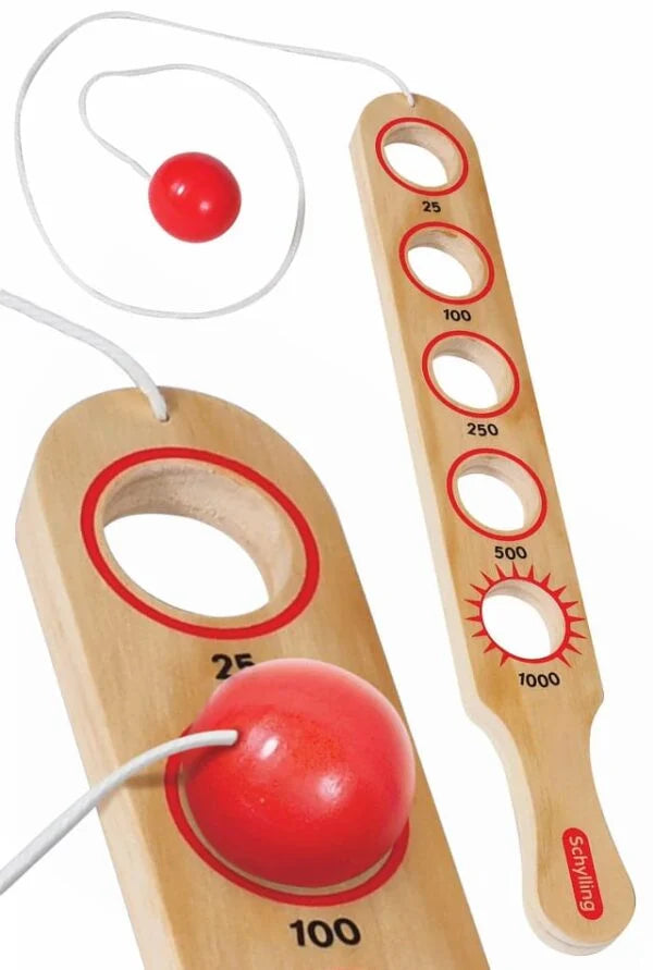 Schylling Flip Stick 5 Hole Paddle Ball Game