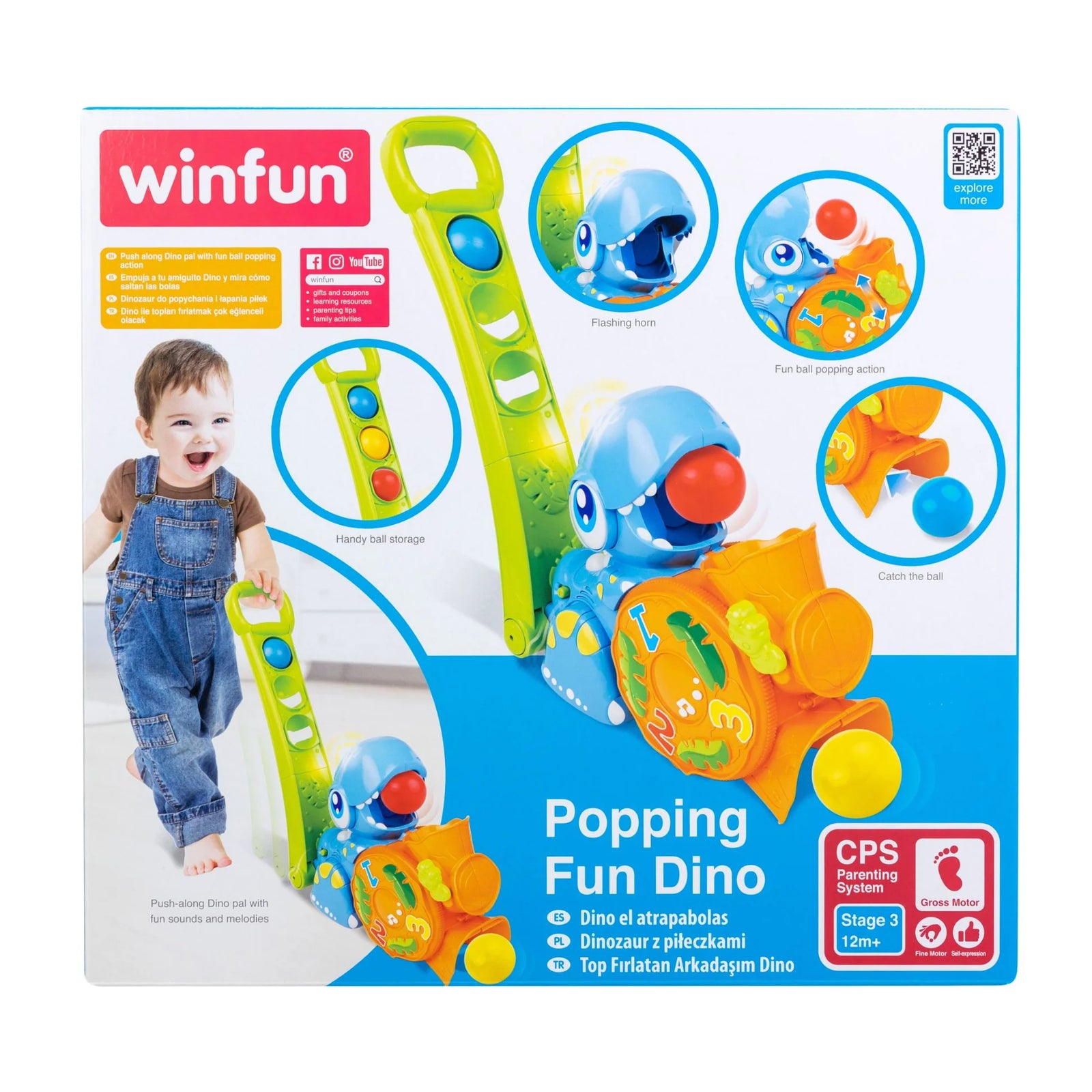 Winfun Popping Fun Dino Req 2 x AAA Batteries Included