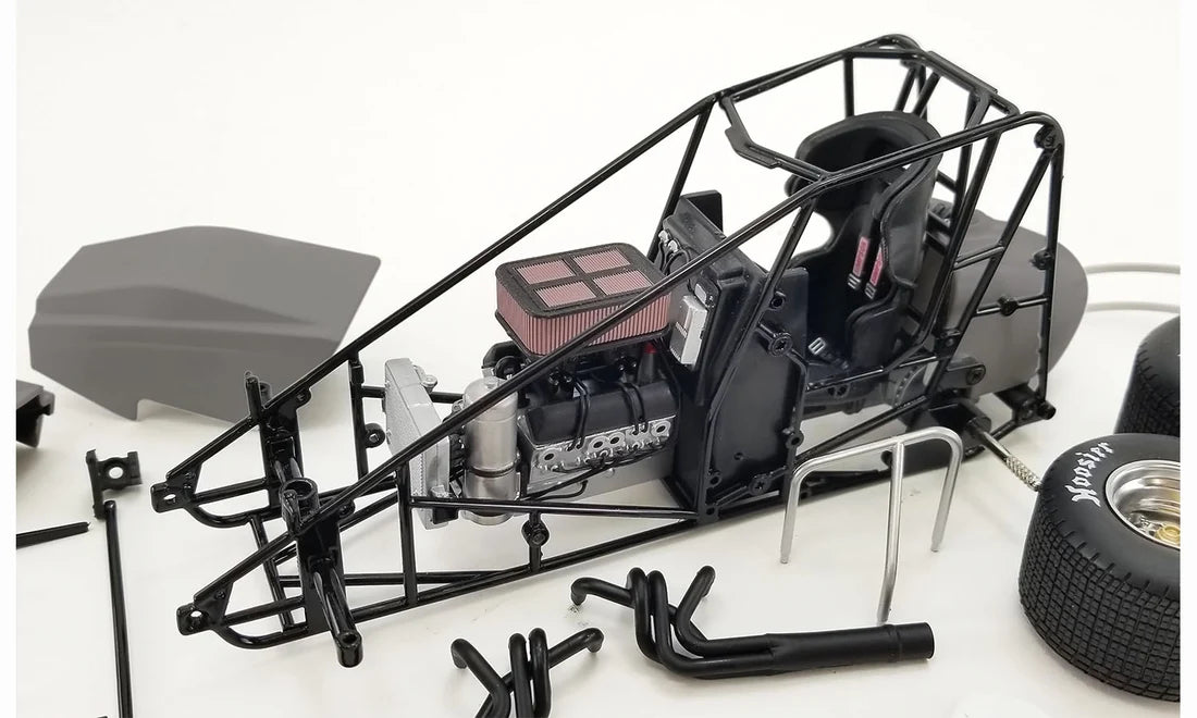 1/18 Winged Sprint Car Model Kit Primer metal frame and plastic accessories