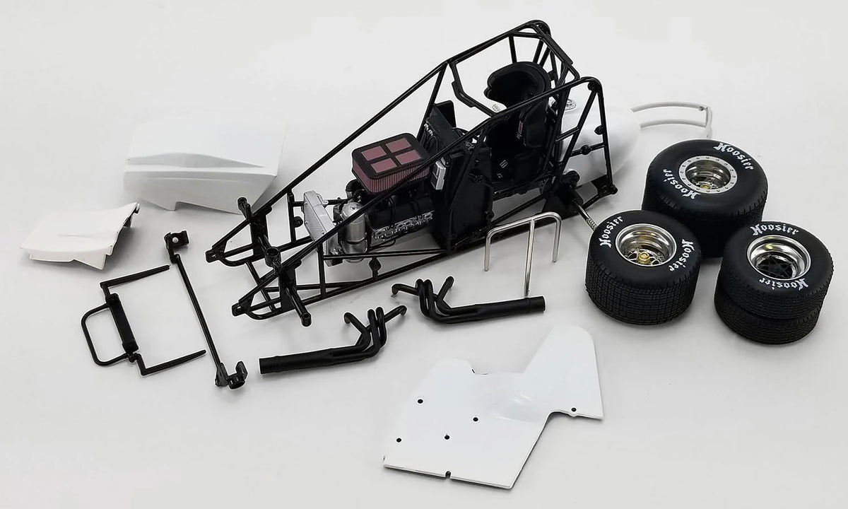 1/18 Winged Sprint Car Model Kit White metal frame and plastic accessories