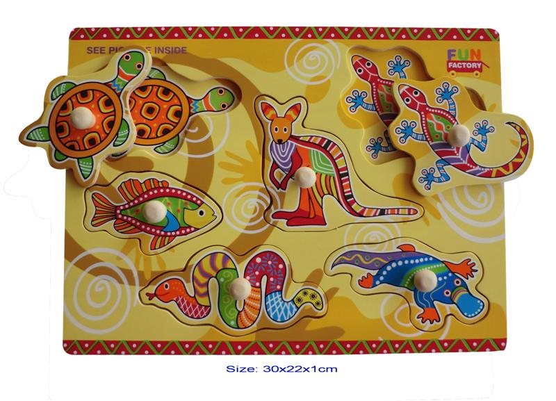 Fun Factory Wooden Knob Puzzle Aboriginal Design