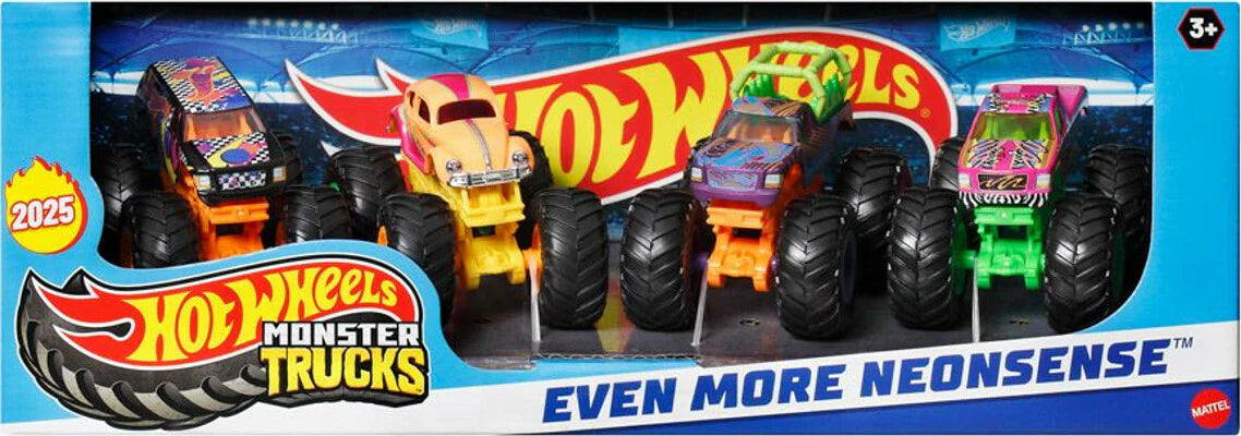 Hot Wheels Monster Trucks 2025 Even More Neonsense 4pk
