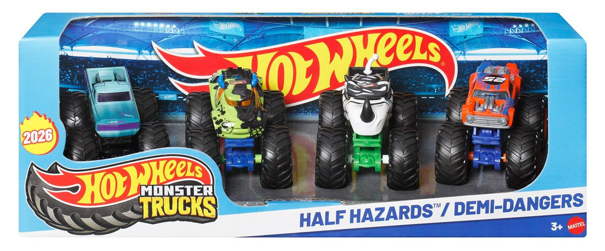 Hot Wheels Monster Trucks Half Hazards 4pk