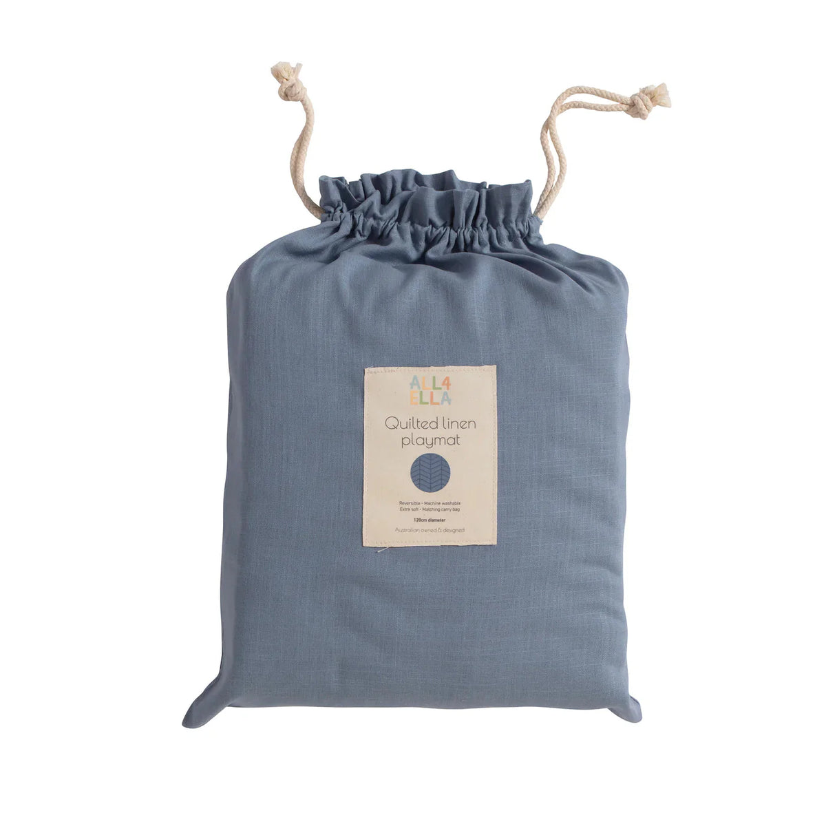 All4Ella Quilted Reversible Linen Playmat (120cm) SLATE BLUE