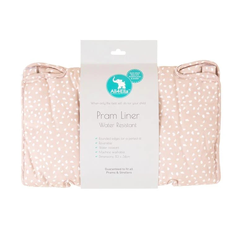All4Ella Pram Liner Reversible / Water Resistant - BEIGE DOTS
