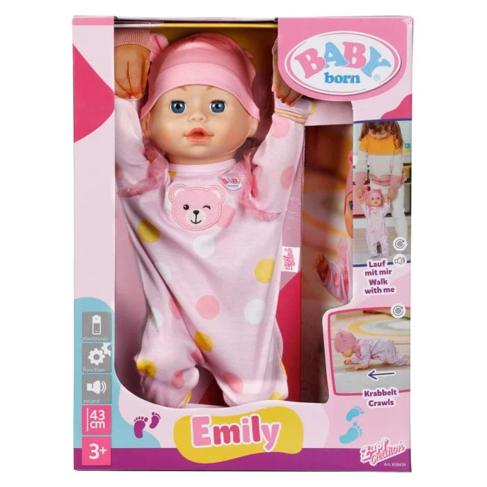 Baby Born Walk With Me EMILY 43cm (3xAA Batteries Req)