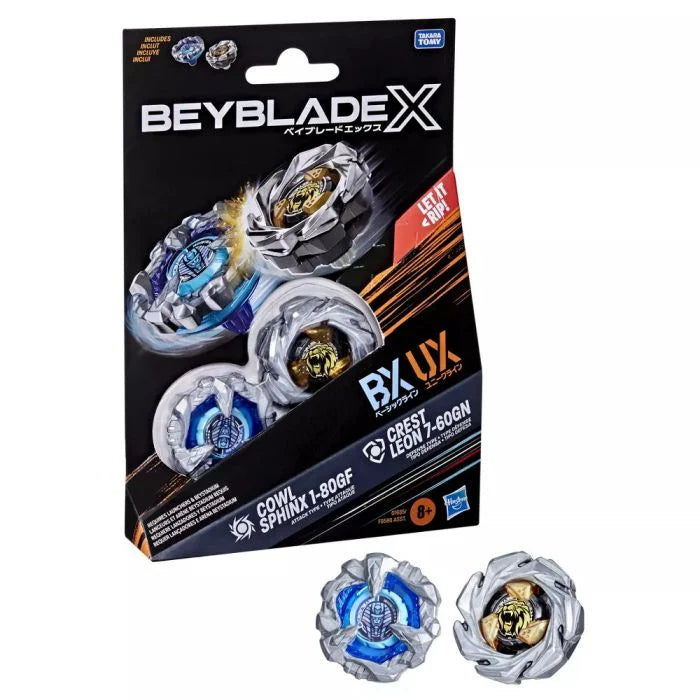 Beyblade X Dual Pack: BX UX - Cowl Sphinx 1-80GF and Crest Leon 7-60GN