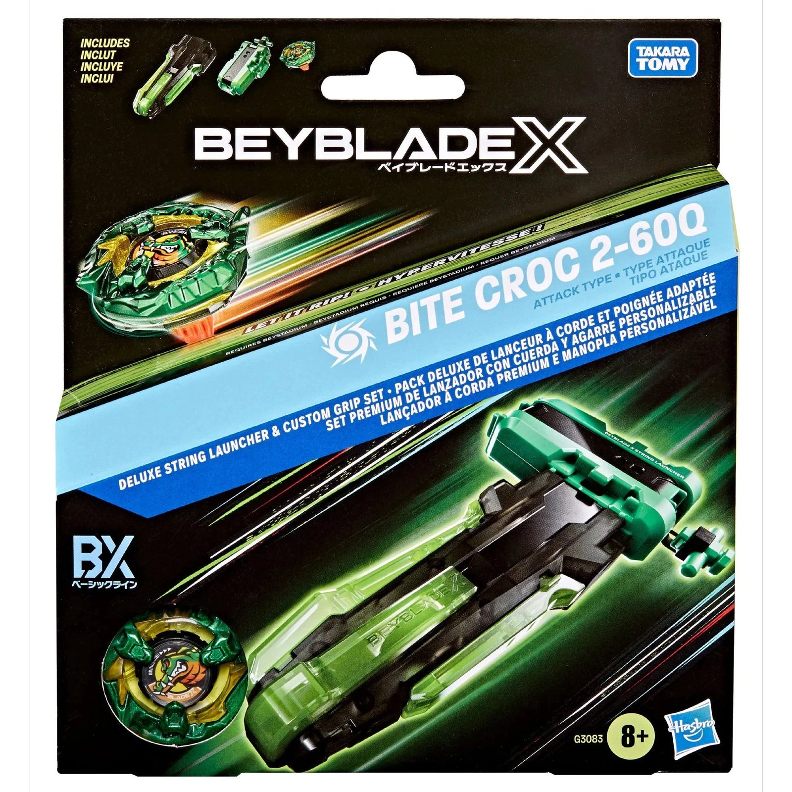 Beyblade X Deluxe String Launcher with Custom Grip (Bite Croc)