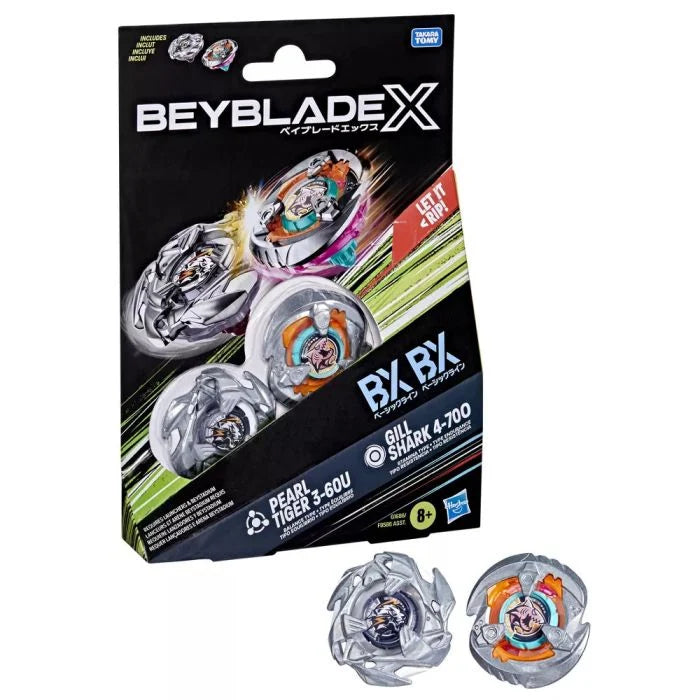 Beyblade X Dual Pack: BX BX - Pearl Tiger 3-60U and Gill Shark 4-70O