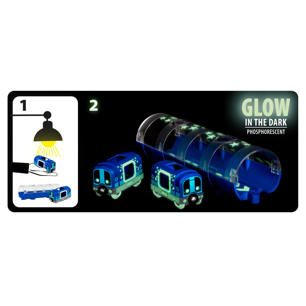 BRIO Metro Train &amp; Tunnel 3pc Set Glow In The Dark