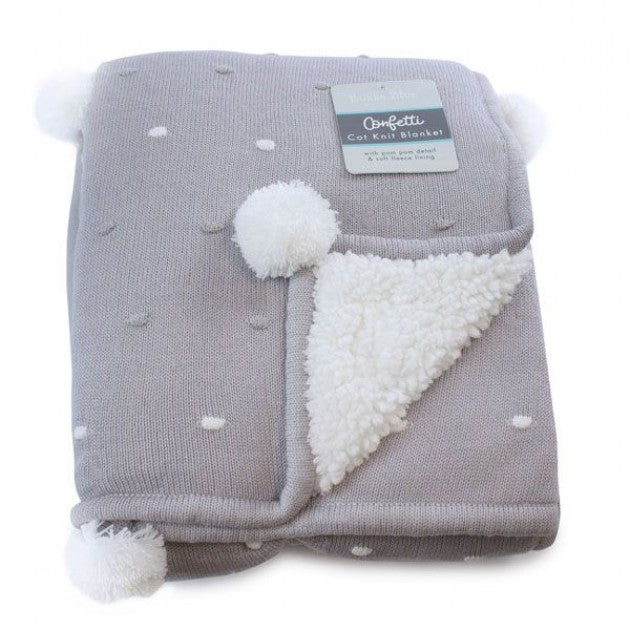 Bubba Blue Confetti Cotton Knit Blanket Grey