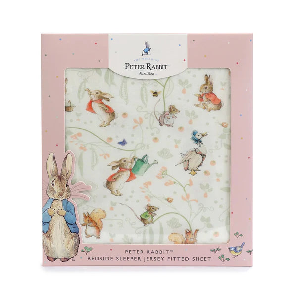 Bubba Blue Flopsy, Mopsy & Cottontail Co Sleeper Jersey Fitted Sheet Pink