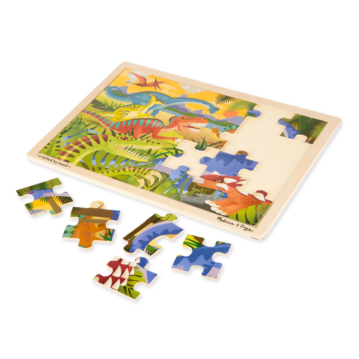 M&amp;D 9066 Dinosaurs Wooden Puzzle 24Pce