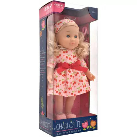 Dolls World 36cm Charlotte Doll - Pink Cherry Dress