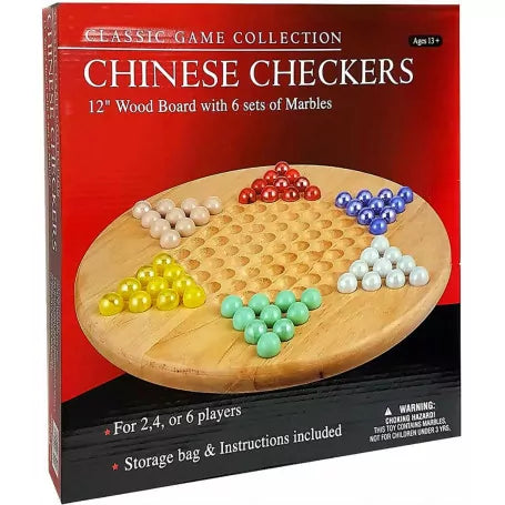 Chinese Checkers Wooden Board &amp; Marbles