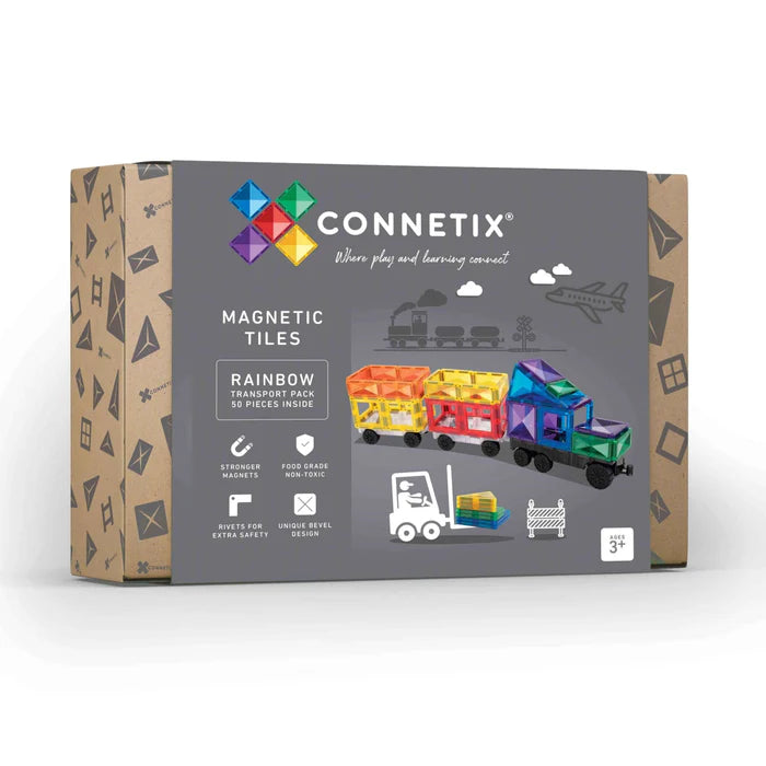 Connetix Magnetic Tiles Rainbow Transport Pack 50pc