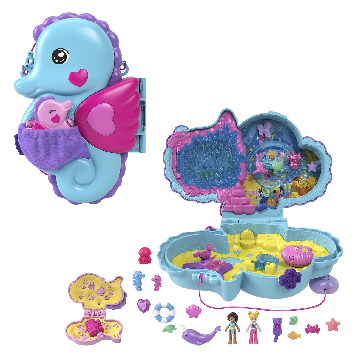 Polly Pocket Daddy &amp; Me Seahorse Purse Wearable Compact