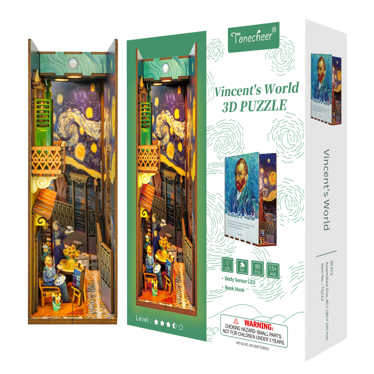 Tonecheer Vincent's World 3D Puzzle Book Nook req 3 x AA batteries