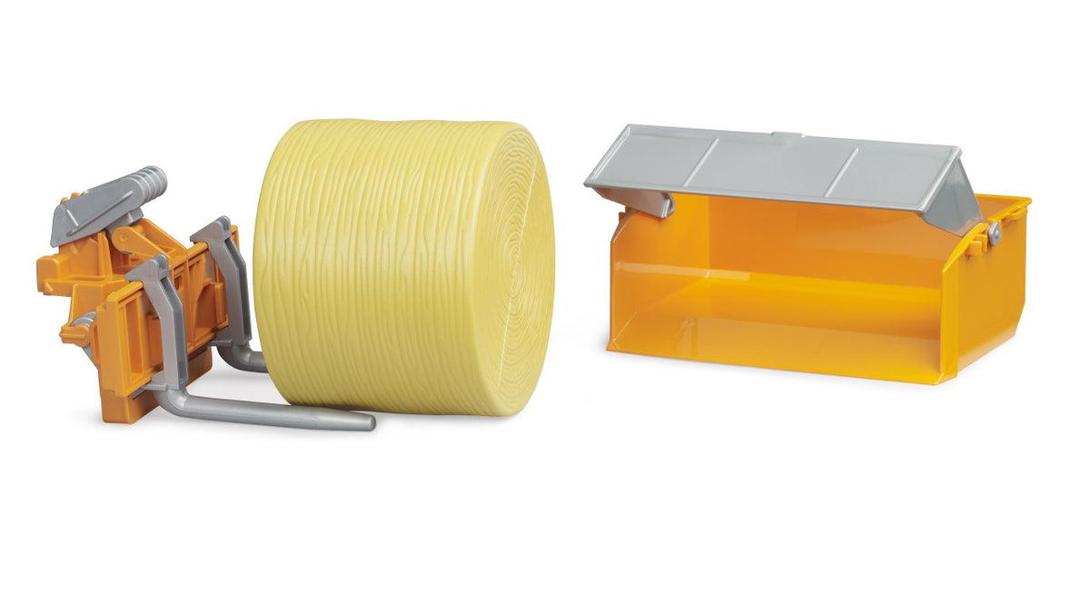 Bruder 02353 Loading Box with Forks &amp; 1 Round Bale