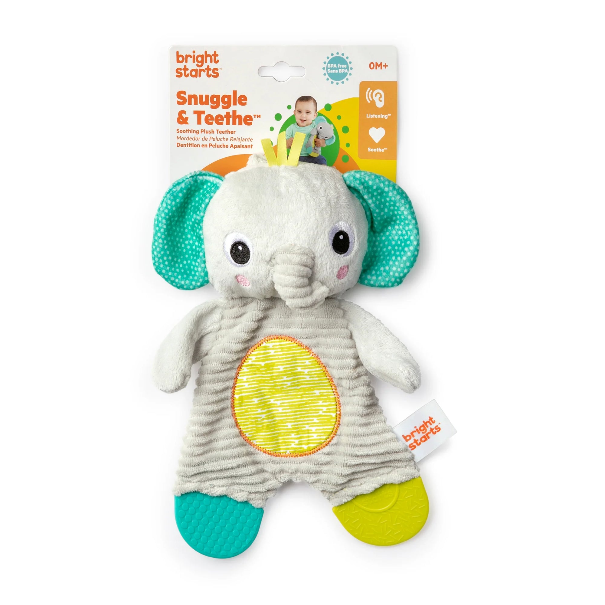 Bright Starts Snuggle & Teethe Plush Teether Elephant