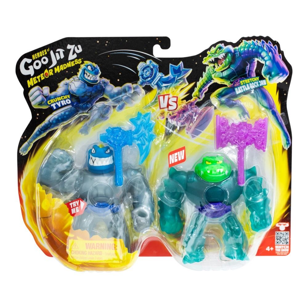 Goo Jit Zu Meteor Madness Versus Pack Crunchy Tyro VS Stretchy Battle Rock Jam