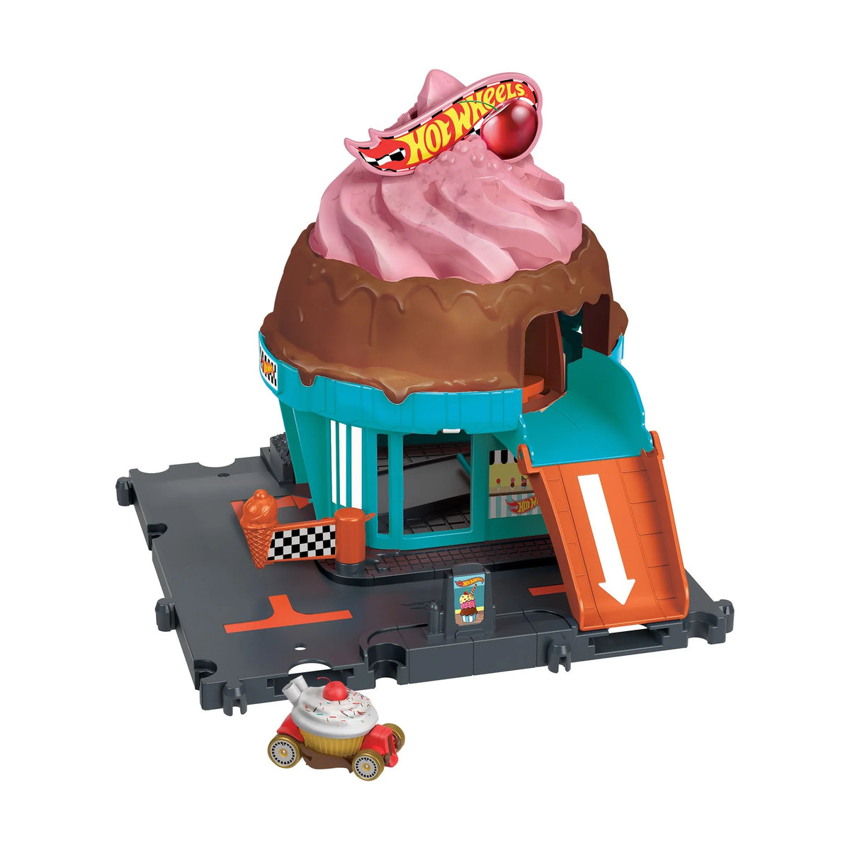 Hot Wheels City Down Town Ice Cream Swirl Playset