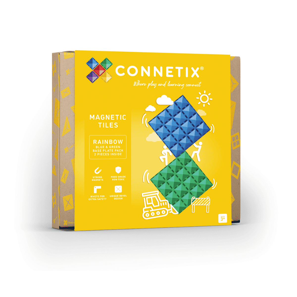 Connetix Rainbow Blue and Green Base Plate 2pc