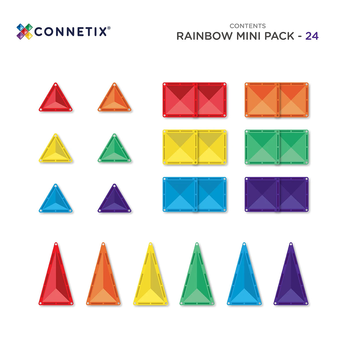 Connetix Magnetic Tiles Rainbow Mini Pack 24pc
