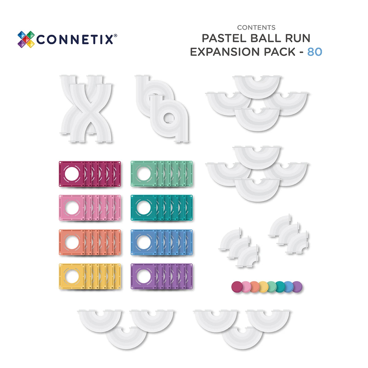 Connetix Pastel Ball Run Expansion Pack 80 pce