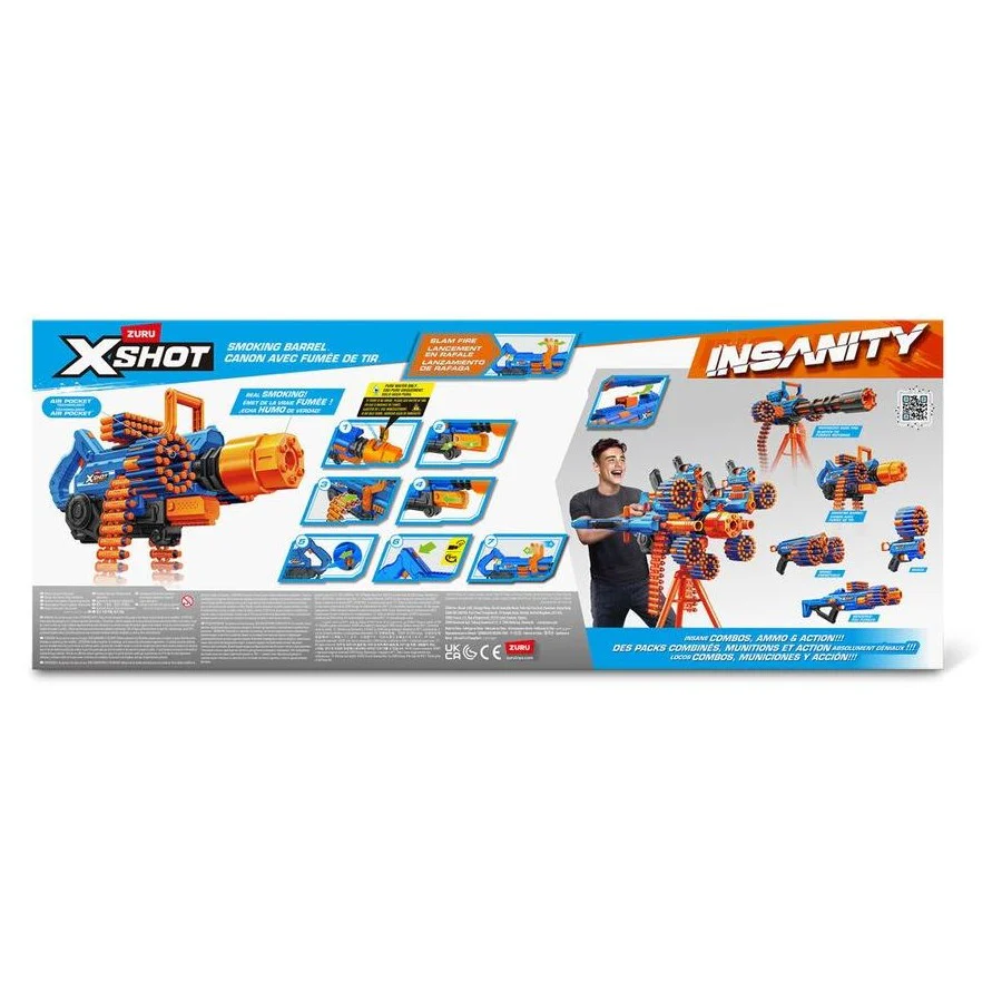 ZURU XSHOT Insanity Motorised Smoking Barrel w/ 72 darts req 3 x AA batteries