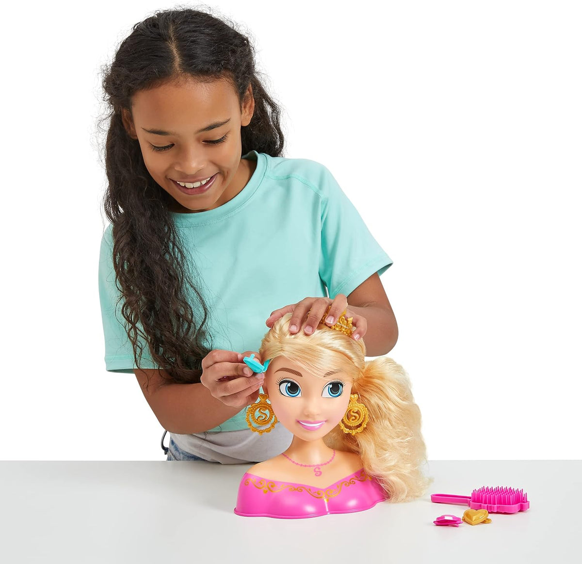 Sparkle Girlz Princess Hair Styling Head With 15 Accessories - 10" Rooted Hair For Practice
