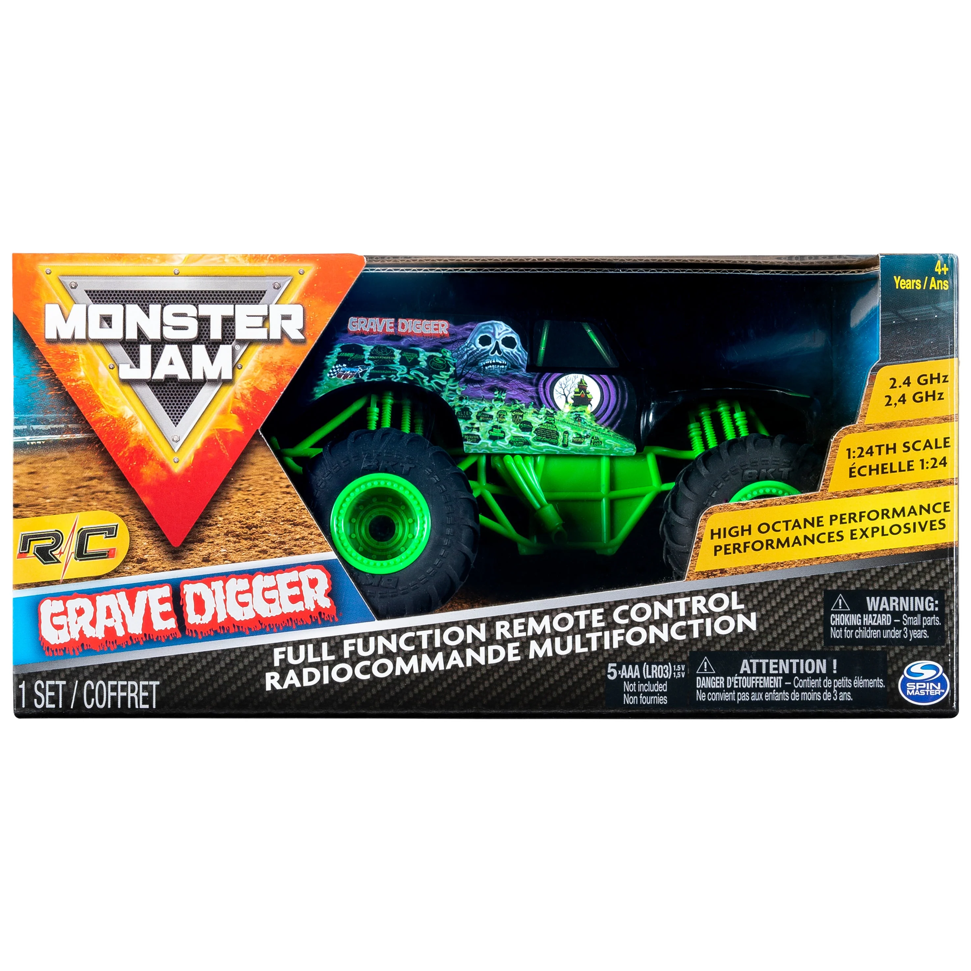 Monster Jam 1/24 R/C Vehicle Grave Digger Requires 5xAAA Batteries