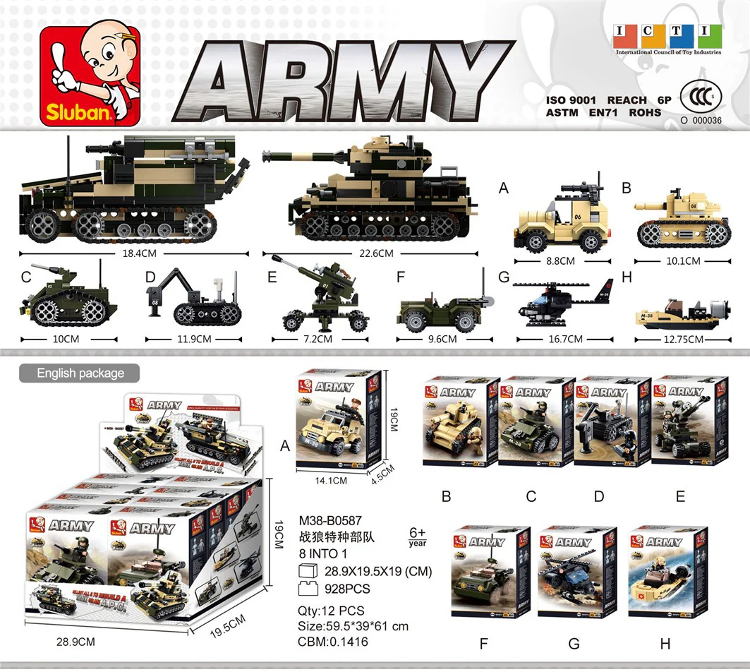 Sluban Army 8 into 1 Set Asstd (collect all 8 sets to build one bigger set)