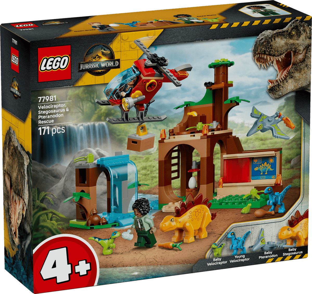 Lego 77981 Jurassic World Velociraptor, Stegosaurus &amp; Pteranodon R