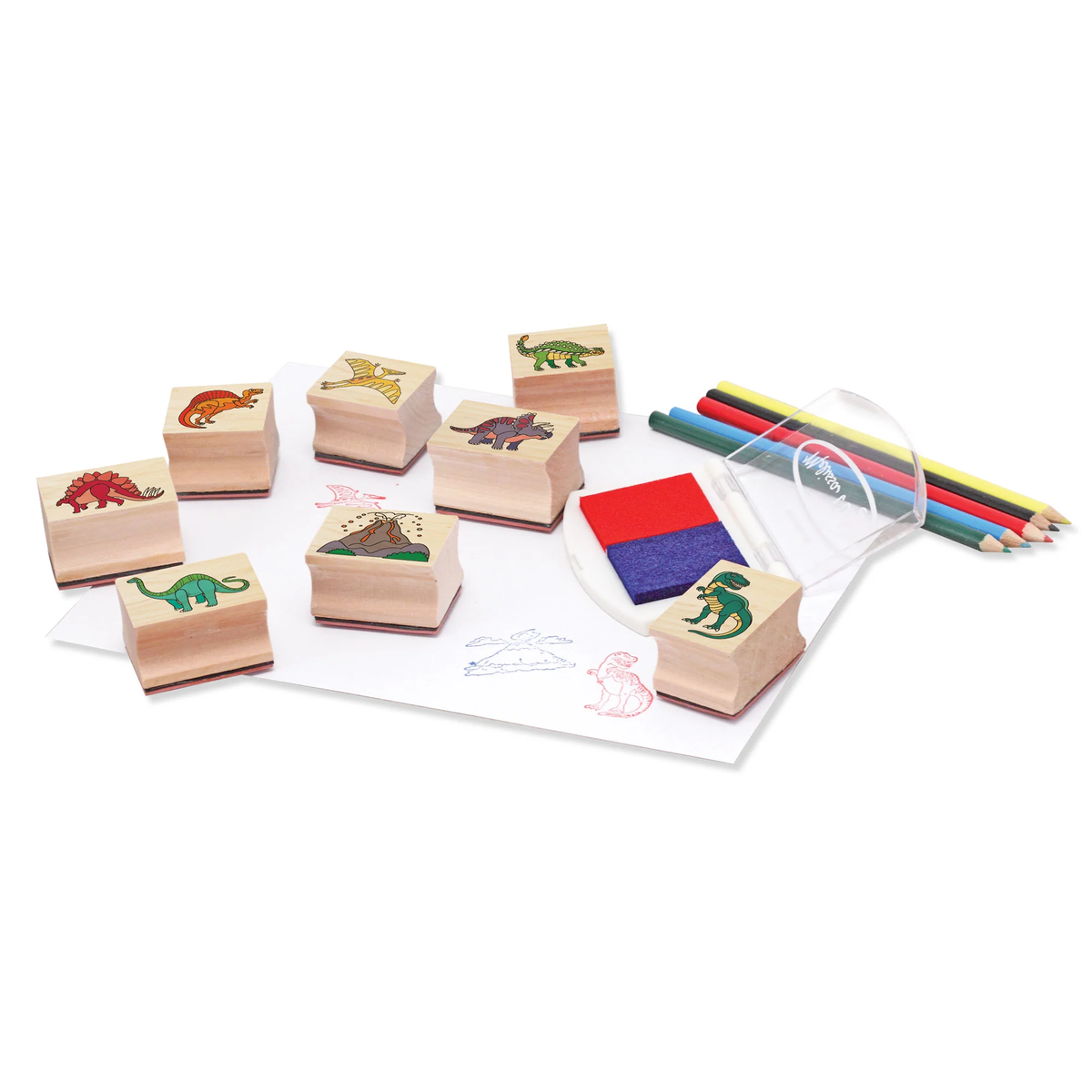 M&amp;D 1633 Wooden Dinosaur Stamp Set