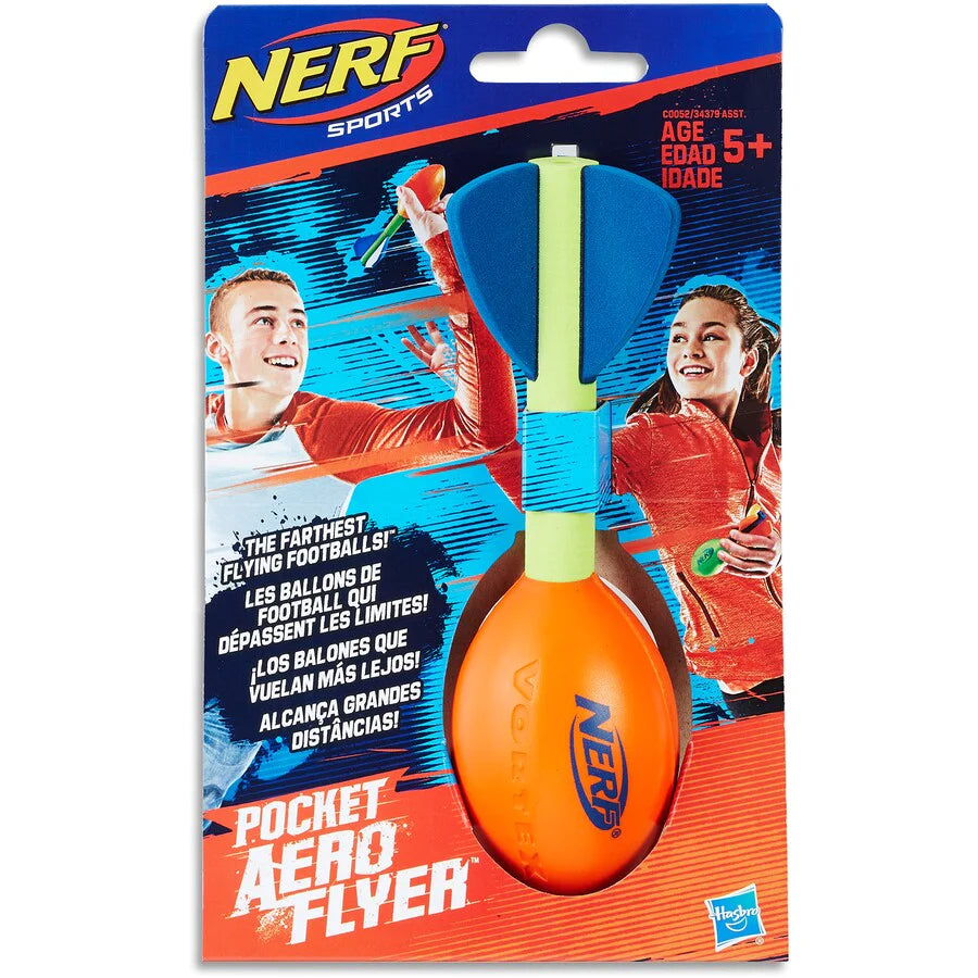 Nerf Pocket Aero Howler Vortex Flyer Orange Ball Blue Fins