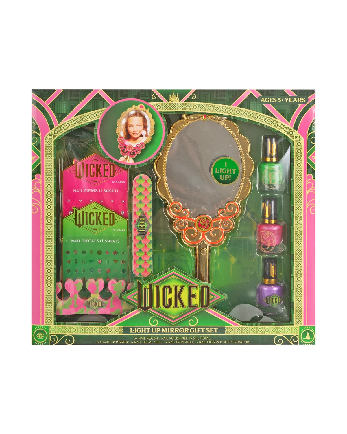 Wicked Light Up Mirror Gift Set req 2 x AAA batteries