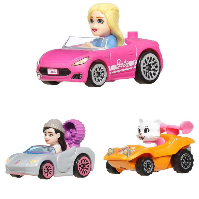 Hot Wheels RacerVerse Barbie 3 Pack Vehicles (Chelsea, Brooklyn, Taffy)