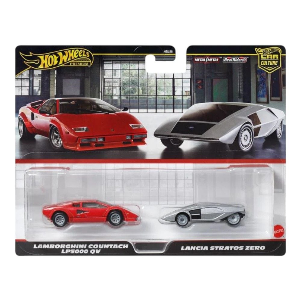 Hot Wheels Premium 2pk Cars 99 Lamborghini Countach LP5000 QV / Lancia Stratos Zero