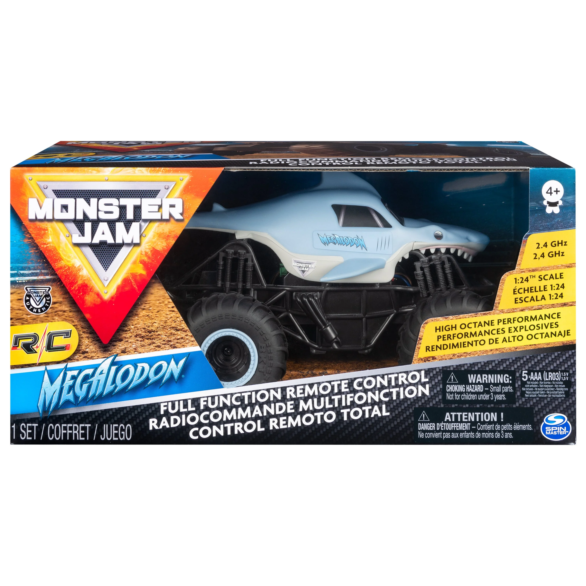 Monster Jam 1/24 R/C Vehicle Megalodon Requires 5xAAA Batteries