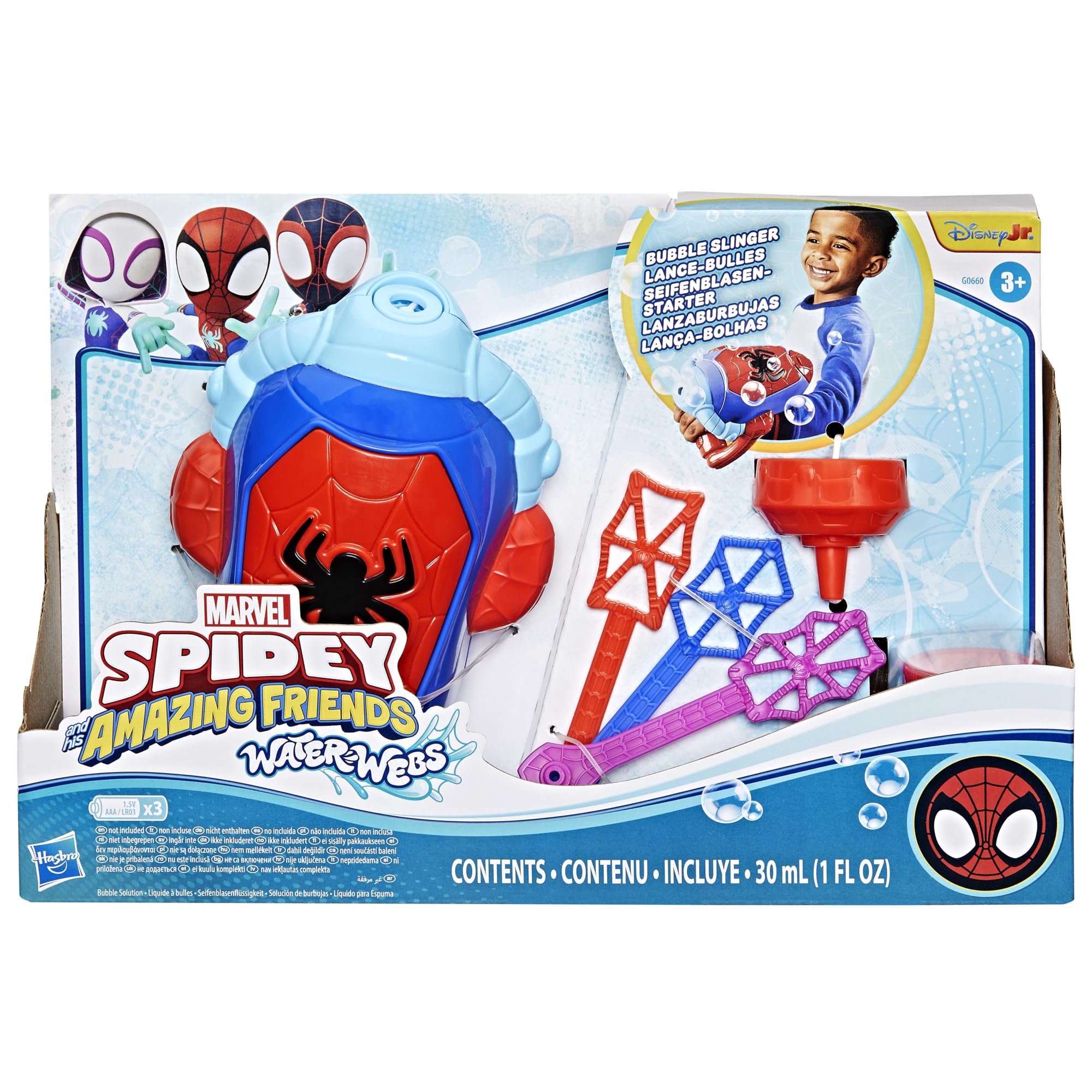 Spidey & His Amazing Friends Water Webs Bubble Slinger req 3 x AA batteries