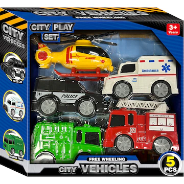 City Vehicle Playset Free Wheeling
