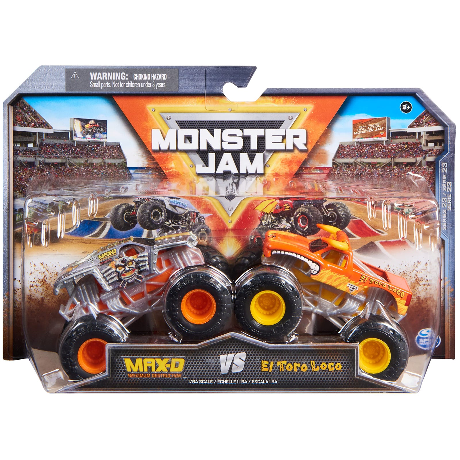 Monster Jam 1/64 2 Pack Vehicles Max-D XX vs El Toro Loco