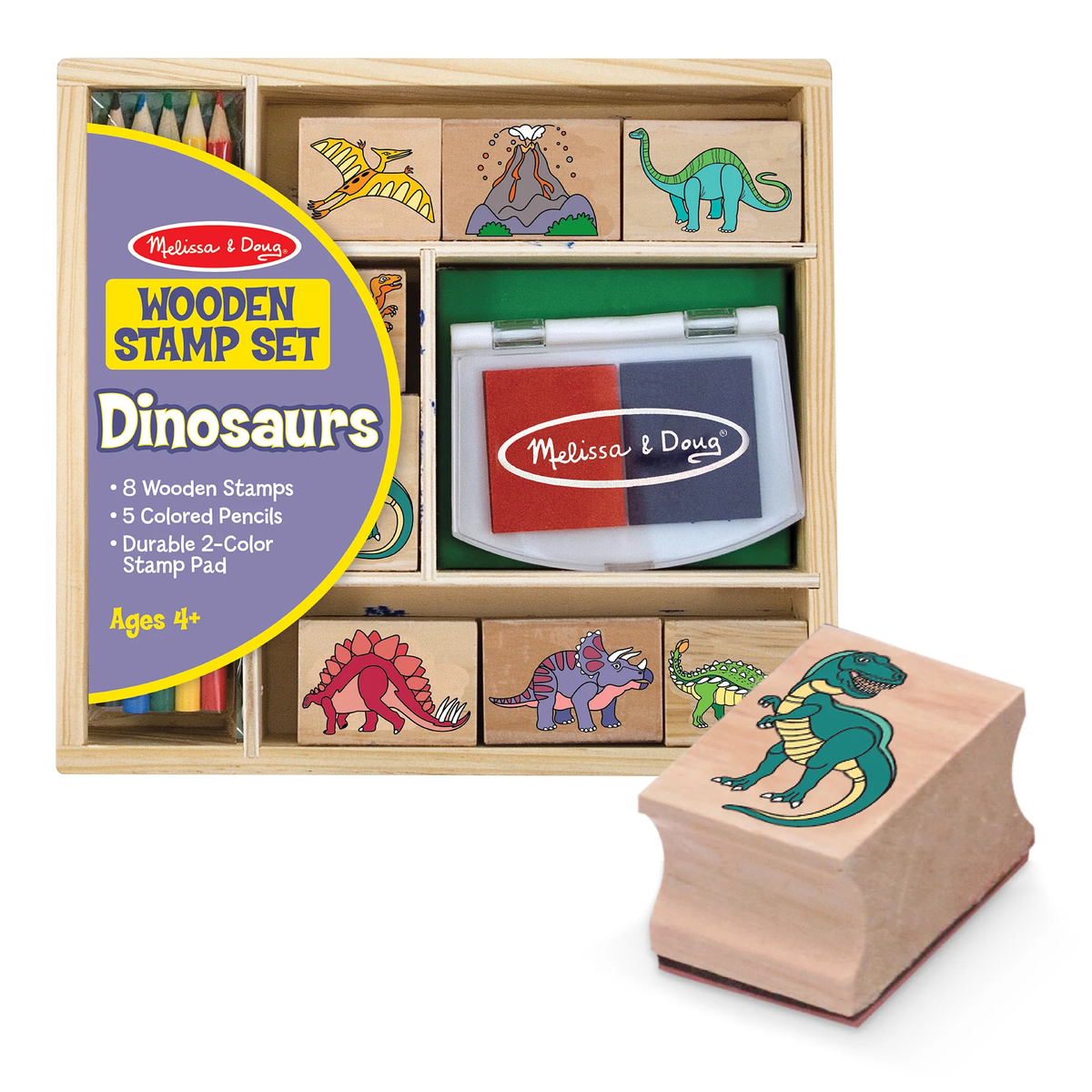 M&amp;D 1633 Wooden Dinosaur Stamp Set